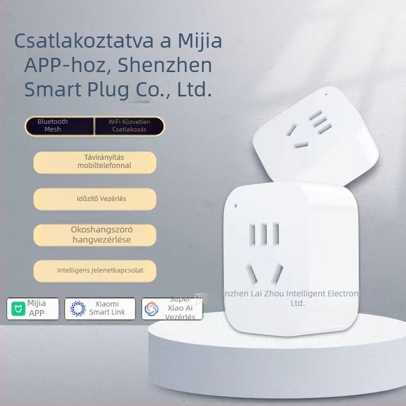 Mi Home alkalmazáshoz csatlakoztatott intelligens Wi‑Fi konnektor, távoli vezérlés mobiltelefonról, időzítő kapcsoló és Xiao Ai hangvezérlés