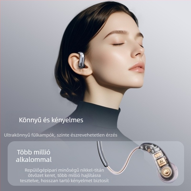 TH42 Vezeték nélküli Bluetooth fülhallgató fülhez rögzíthető, érintéses vezérlés és csontvezetés, rendkívül hosszú akkumulátor-élettartam, sportos zajcsökkentés
