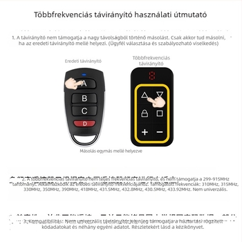 Nyolc az egyben, többfrekvenciás, újratölthető vezeték nélküli távirányító akadályokhoz és ajtókhoz: teleszkópos kapu, elektromos rolóajtó, garázsajtó, emelőkar