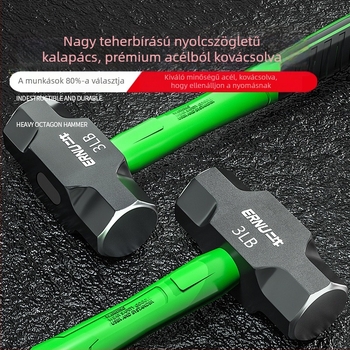Ipari osztályú nyolcszögletű kalapács, többfunkciós kovácsoló kalapács, nehéz fejű, műanyag nyél