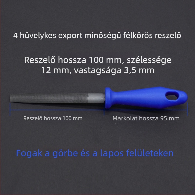 9P1E 4 hüvelykes kis reszelőkészlet: T12 magas széntartalmú acélból, sík reszelő (durva/közepes/finom), félkörös reszelő (durva/közepes/finom) és háromszögreszelő ékszerkészítéshez és faragáshoz