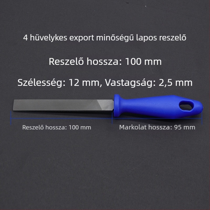 9P1E 4 hüvelykes kis reszelőkészlet: T12 magas széntartalmú acélból, sík reszelő (durva/közepes/finom), félkörös reszelő (durva/közepes/finom) és háromszögreszelő ékszerkészítéshez és faragáshoz