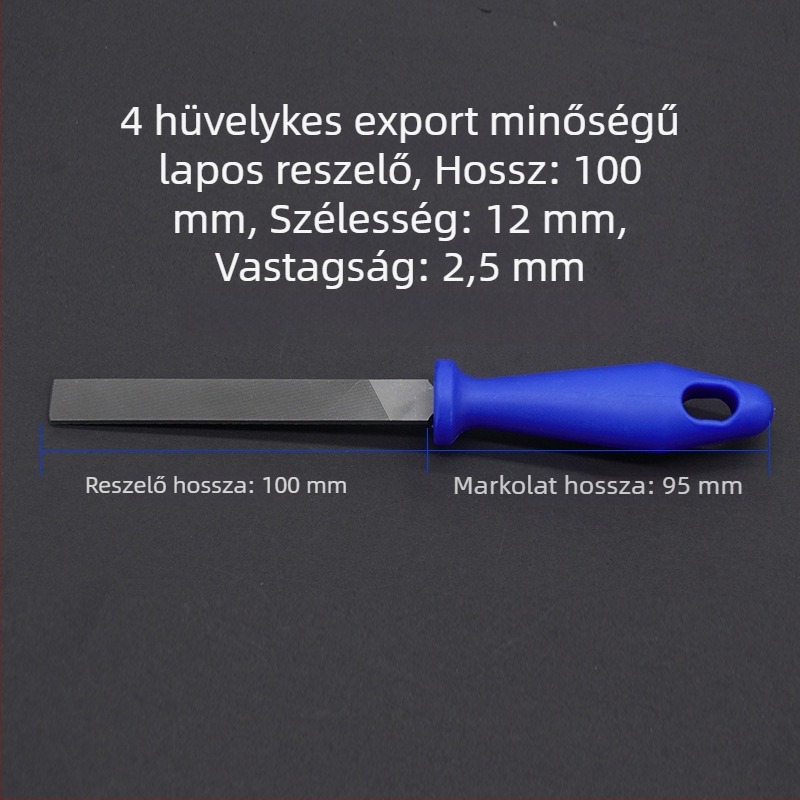 9P1E 4 hüvelykes kis reszelőkészlet: T12 magas széntartalmú acélból, sík reszelő (durva/közepes/finom), félkörös reszelő (durva/közepes/finom) és háromszögreszelő ékszerkészítéshez és faragáshoz