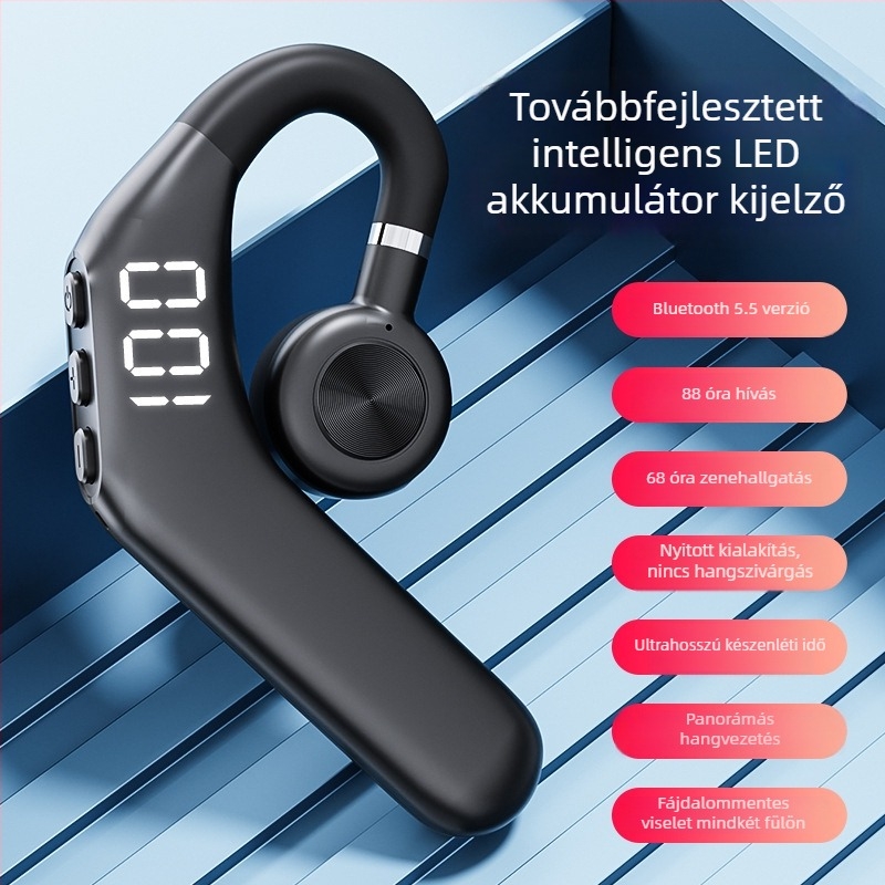 Privát modell V49: vezeték nélküli fejhallgató, lég- és csontvezetésű, nem a fülében illeszkedik, Bluetooth, sportos használat, hosszú akkumulátor-üzemidő, hívásfunkció