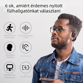 OW-530 Csontvezetéses Bluetooth fejhallgató, nyitott fül, fül mögötti viselés, hosszú üzemidő, 2024