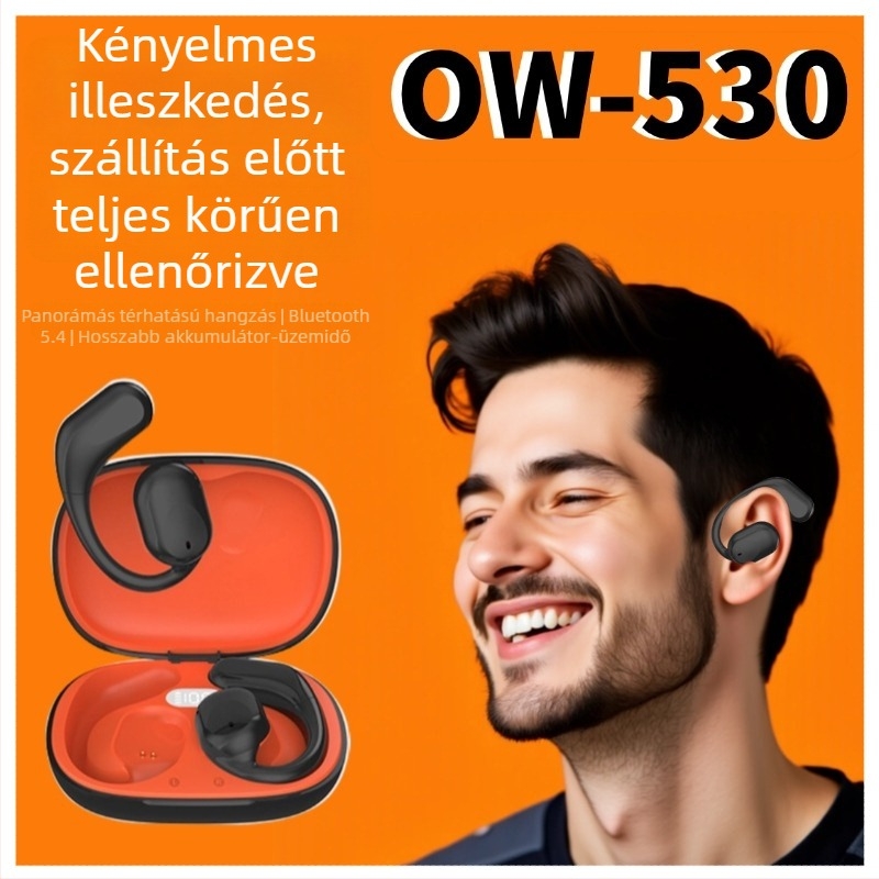 OW-530 Csontvezetéses Bluetooth fejhallgató, nyitott fül, fül mögötti viselés, hosszú üzemidő, 2024