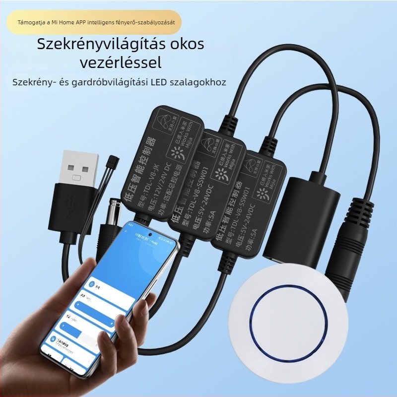 5V/12V gardrób LED világítás Mijia Bluetooth vezeték nélküli kapcsolóhoz csatlakoztatva, vezeték nélkül, távirányítóval