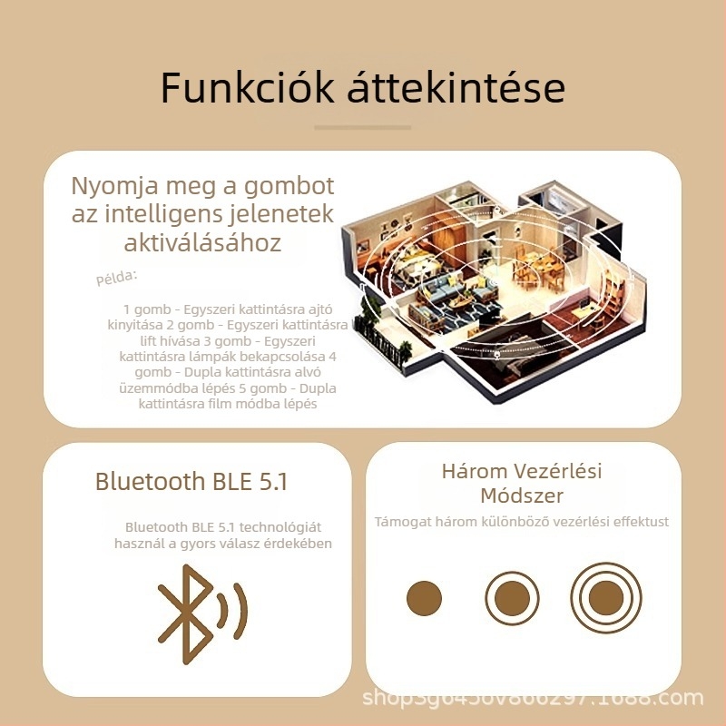 8-gombos vezeték nélküli kapcsoló, 4 gombos Bluetooth Mesh intelligens jelenetekhez
