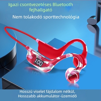 AKZ-G6 csontvezetéses Bluetooth fejhallgató, kártyahely, digitális kijelző, over-ear vezeték nélküli fejhallgató futáshoz, 2022 modell