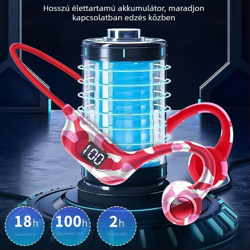 AKZ-G6 csontvezetéses Bluetooth fejhallgató, kártyahely, digitális kijelző, over-ear vezeték nélküli fejhallgató futáshoz, 2022 modell