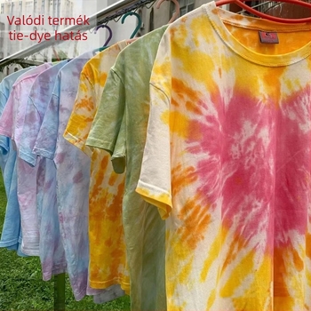 Fehér kereknyakú rövid Ujjú póló, kézzel festett graffiti és tie-dye minta – DIY családi ruha felnőtteknek és gyerekeknek