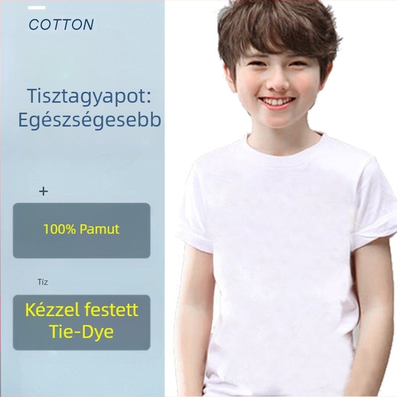 Fehér kereknyakú rövid Ujjú póló, kézzel festett graffiti és tie-dye minta – DIY családi ruha felnőtteknek és gyerekeknek