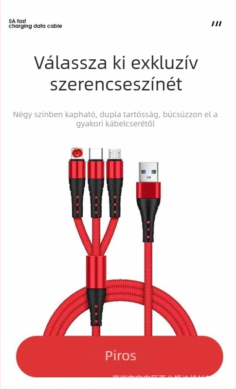 3 az 1-ben szövött gyors töltésű adatkábel mobiltelefonokhoz, 1,2 m, öt színben, Lightning, Micro USB és USB-C