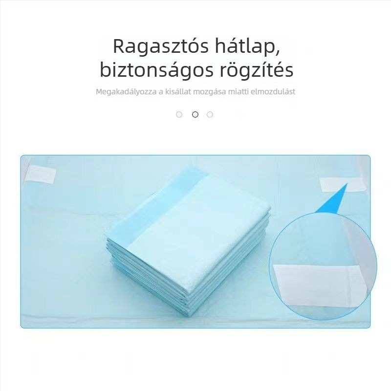 Ragasztó hátoldalas egyszer használatos nedvszívó kutyatoalett-alátét, vastított