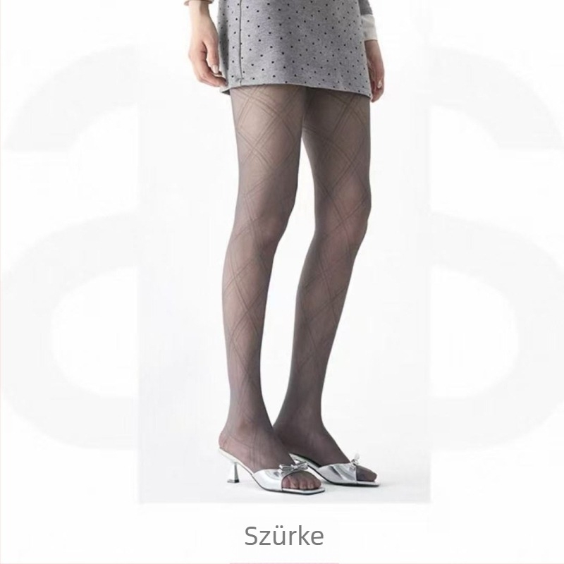 Nylon harisnya nőknek, gyémánt mintázatú, vékony tavasz–nyárra, fekete, akadások elleni védelem, tartós, jacquard mintázatú