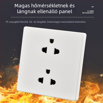 86-os rejtett falikimenet, 16A, hat aljzat, 250V, thai szabvány, Taiwan-kompatibilis, falra szerelhető, nyolc csatlakozó egy kapcsolóval