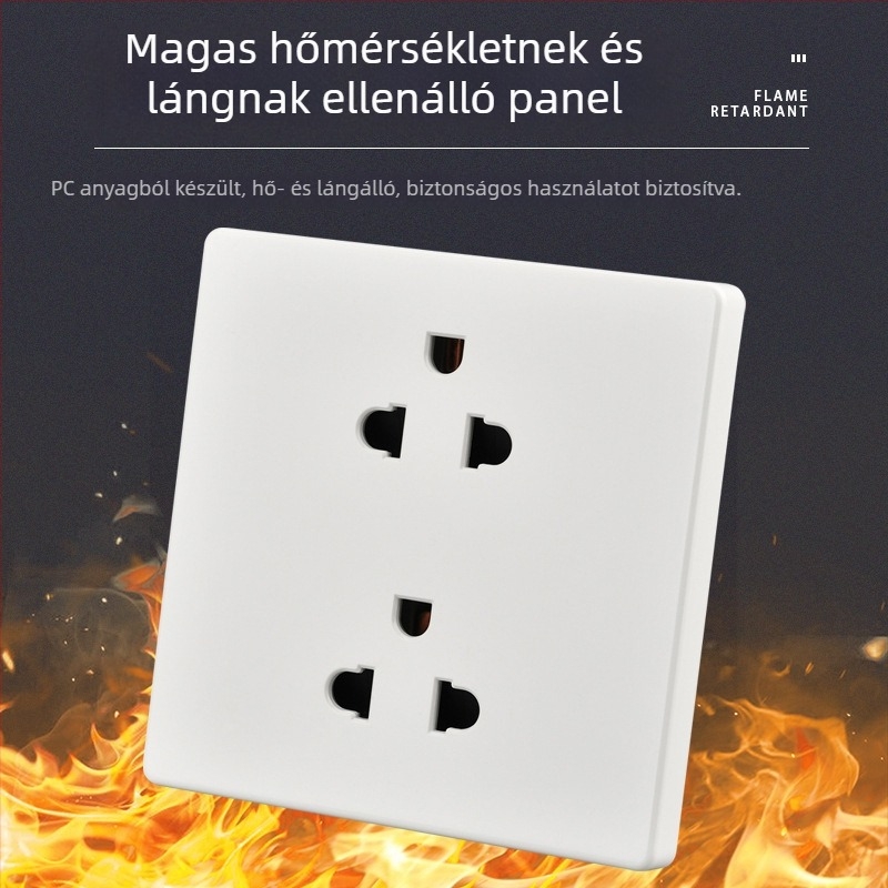 86-os rejtett falikimenet, 16A, hat aljzat, 250V, thai szabvány, Taiwan-kompatibilis, falra szerelhető, nyolc csatlakozó egy kapcsolóval