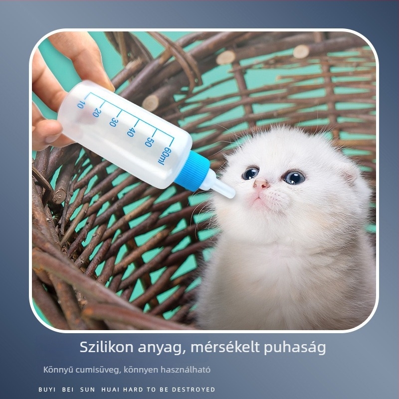 Macska és kutya számára szilikon cumisüveg, kis méretű 60 ml-es üveg