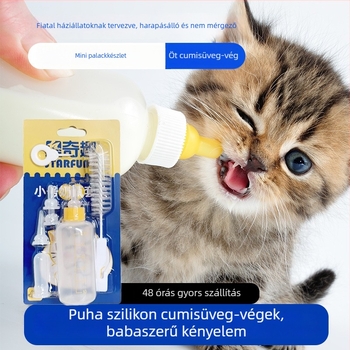 Kisállat etető cumisüveg készlet: több puha etetőcumival és üvegkefével