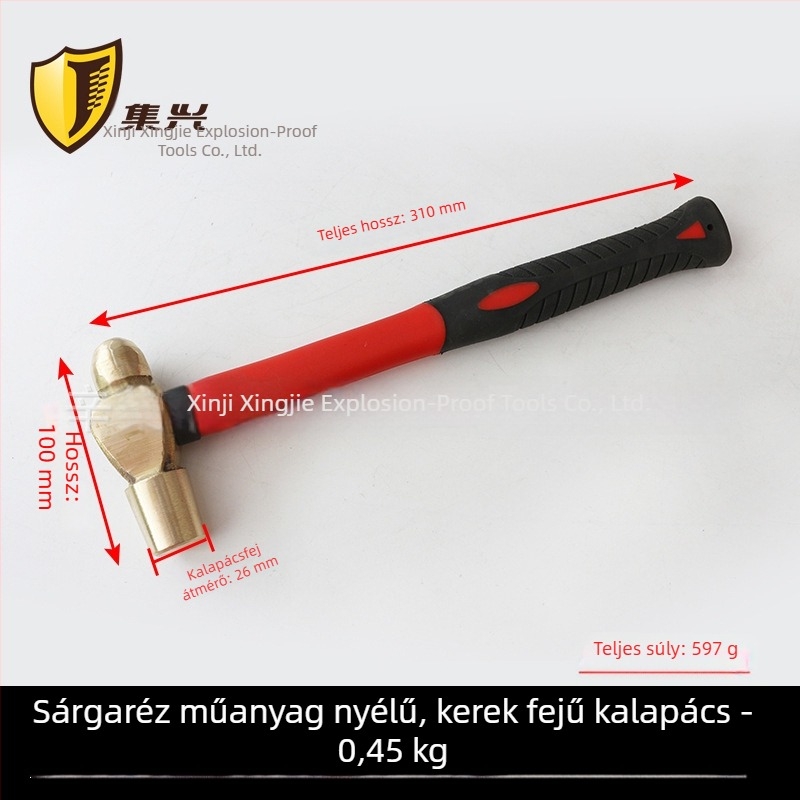 Sárgaréz körfejű kalapács műanyag fogantyúval, kézi szerszám 0,22-1,36 kg