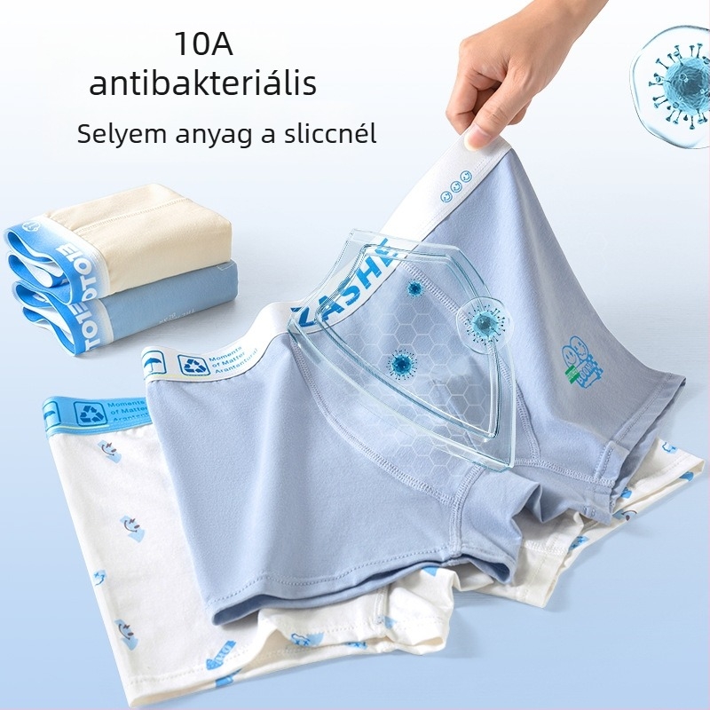 Gyermekeknek szóló pamut boxer, A típusú pamut, antibakteriális belső panellel, 3–8 éveseknek.