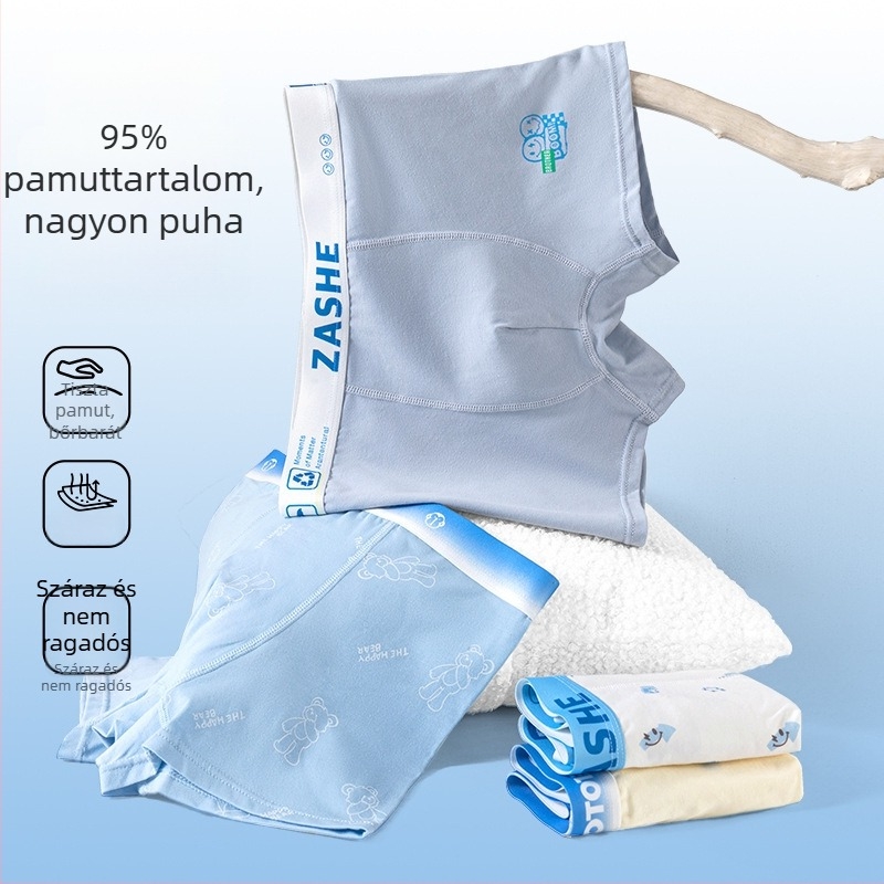 Gyermekeknek szóló pamut boxer, A típusú pamut, antibakteriális belső panellel, 3–8 éveseknek.