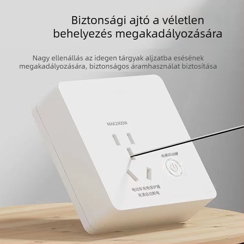 Falihoz szerelhető elektromos jármű töltővédő aljzat intelligens túltöltés elleni védelemmel és automatikus kikapcsolással teljes töltöttség esetén