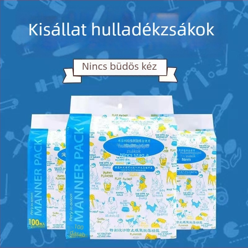 Két rétegű ürülék zacskók kültéri használatra, kutyáknak és macskáknak, biológiailag lebomló, megerősített