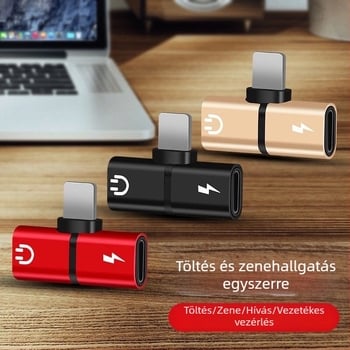 2 az 1-ben audio konverter két Lightning interfésszel Apple iPhone és iPad számára