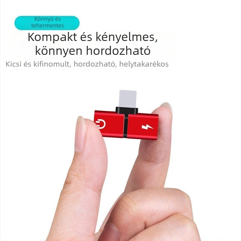 2 az 1-ben audio konverter két Lightning interfésszel Apple iPhone és iPad számára
