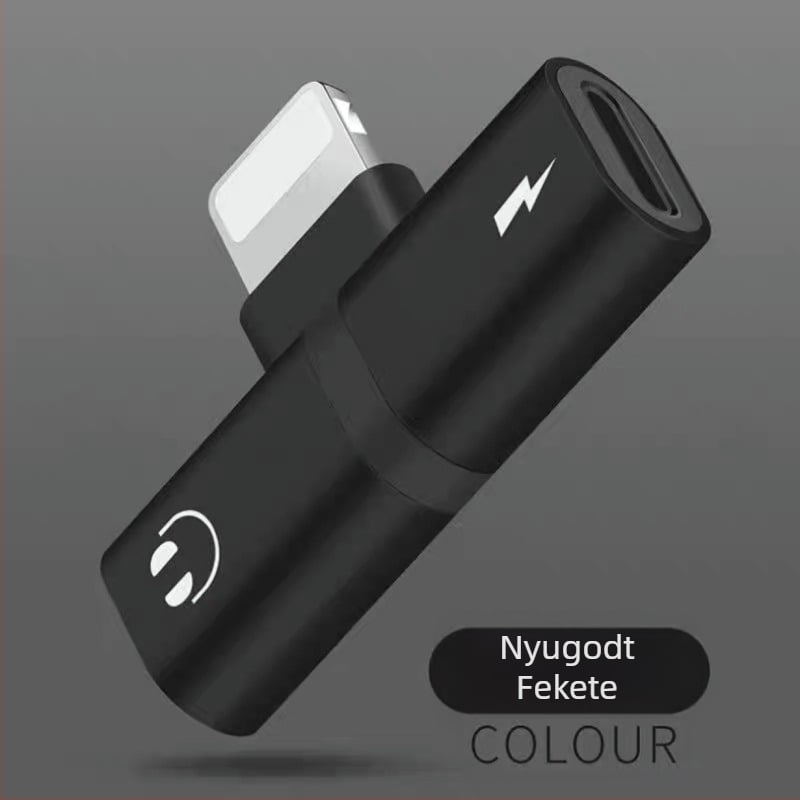 2 az 1-ben audio konverter két Lightning interfésszel Apple iPhone és iPad számára