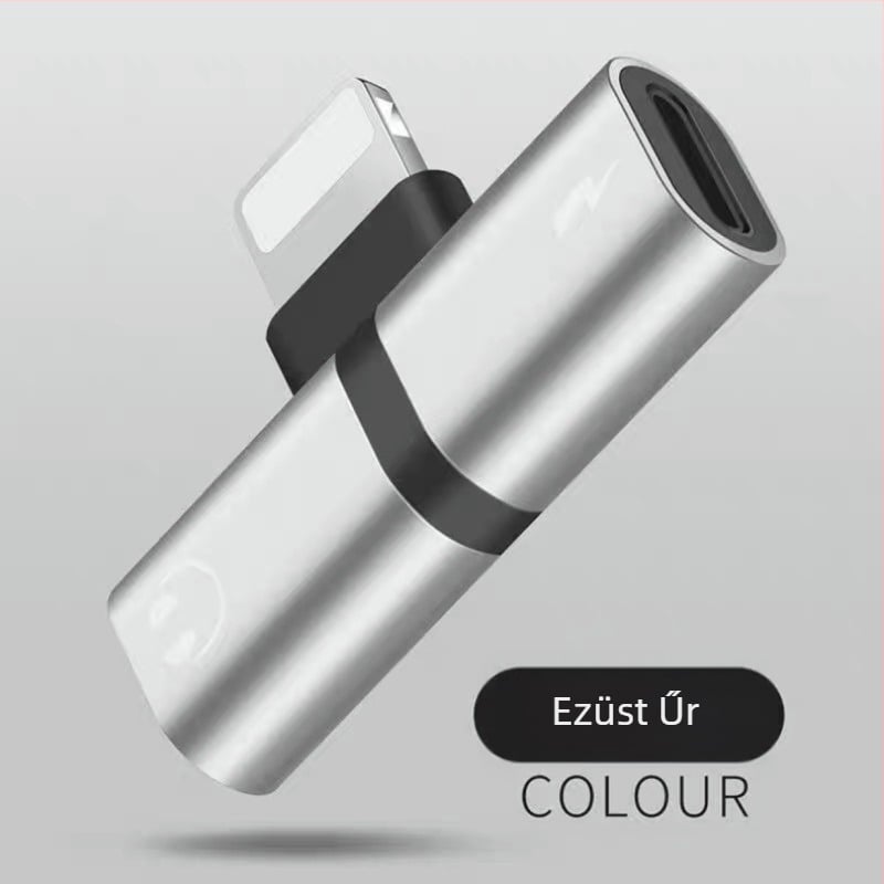 2 az 1-ben audio konverter két Lightning interfésszel Apple iPhone és iPad számára