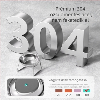 304 rozsdamentes acélból készült kisállat tál emelt tartóval a nyak támasztásához, anti-tipp, macska és kutya részére