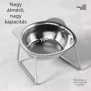 304 rozsdamentes acélból készült kisállat tál emelt tartóval a nyak támasztásához, anti-tipp, macska és kutya részére