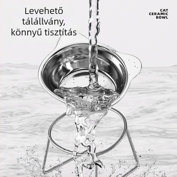304 rozsdamentes acélból készült kisállat tál emelt tartóval a nyak támasztásához, anti-tipp, macska és kutya részére