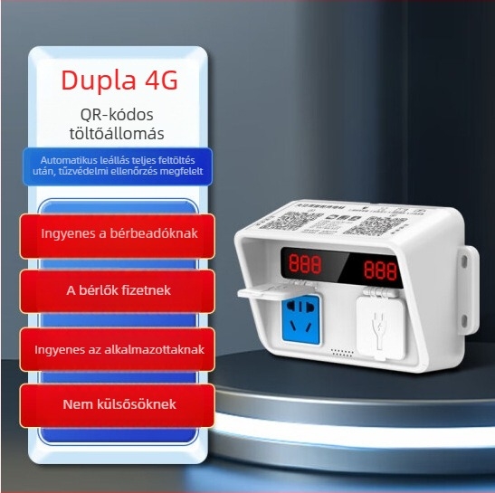 Vízálló töltőállomás két- és háromkerekű elektromos kerékpárokhoz, intelligens töltés QR-kóddal