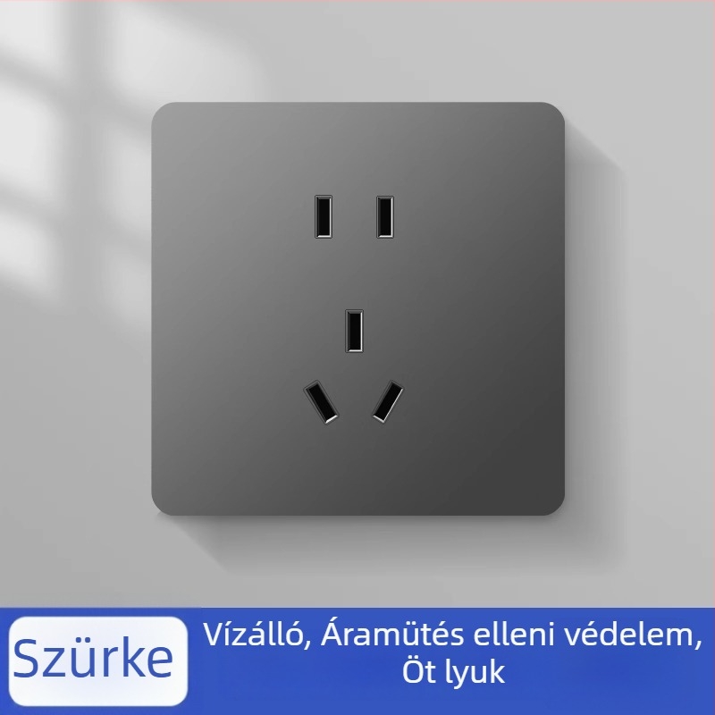 Vízálló ötlyukas aljzatpanel, 10A, fürdőszobában, okos WC-hez vízmelegítővel; fröccsenés elleni védelem és áramütés elleni védelem.