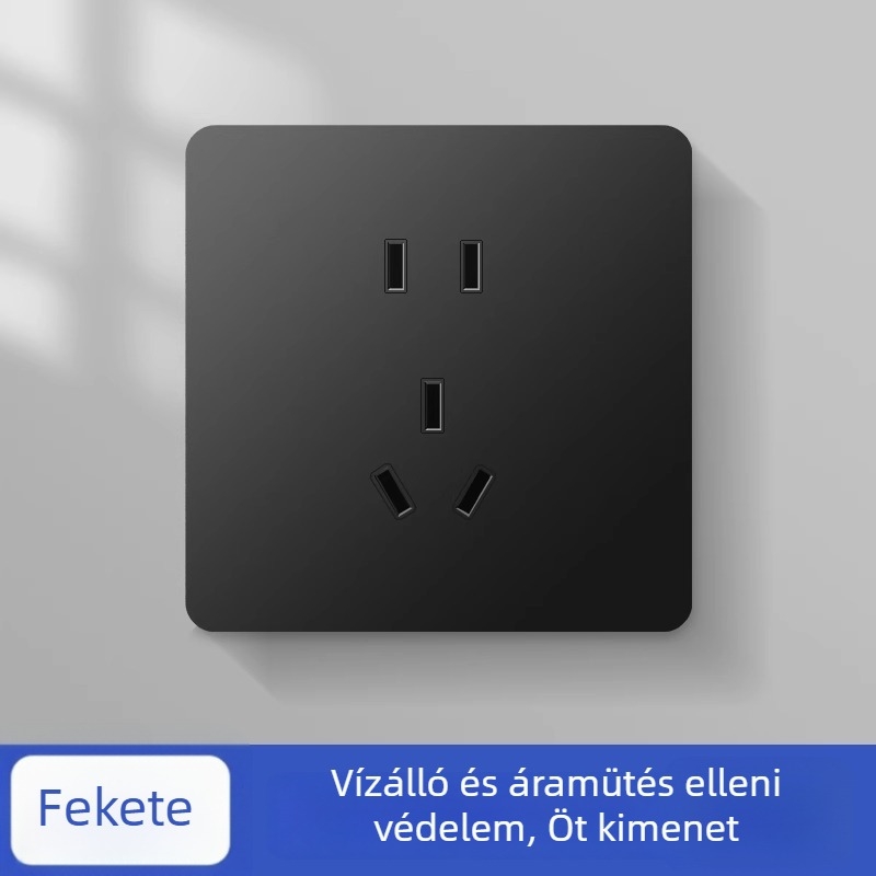 Vízálló ötlyukas aljzatpanel, 10A, fürdőszobában, okos WC-hez vízmelegítővel; fröccsenés elleni védelem és áramütés elleni védelem.