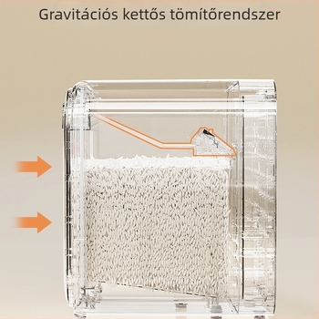 Széles nyakú rizstároló tartály, 5 kg, zárt, rovar- és nedvességálló