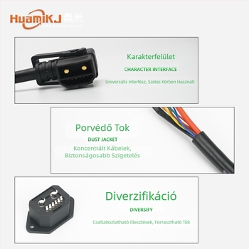 2+6‑pin magas teljesítményű töltőkábel jelvezetővel, litium‑ion akkumulátor csatlakozókábel, kisülési és töltési célra
