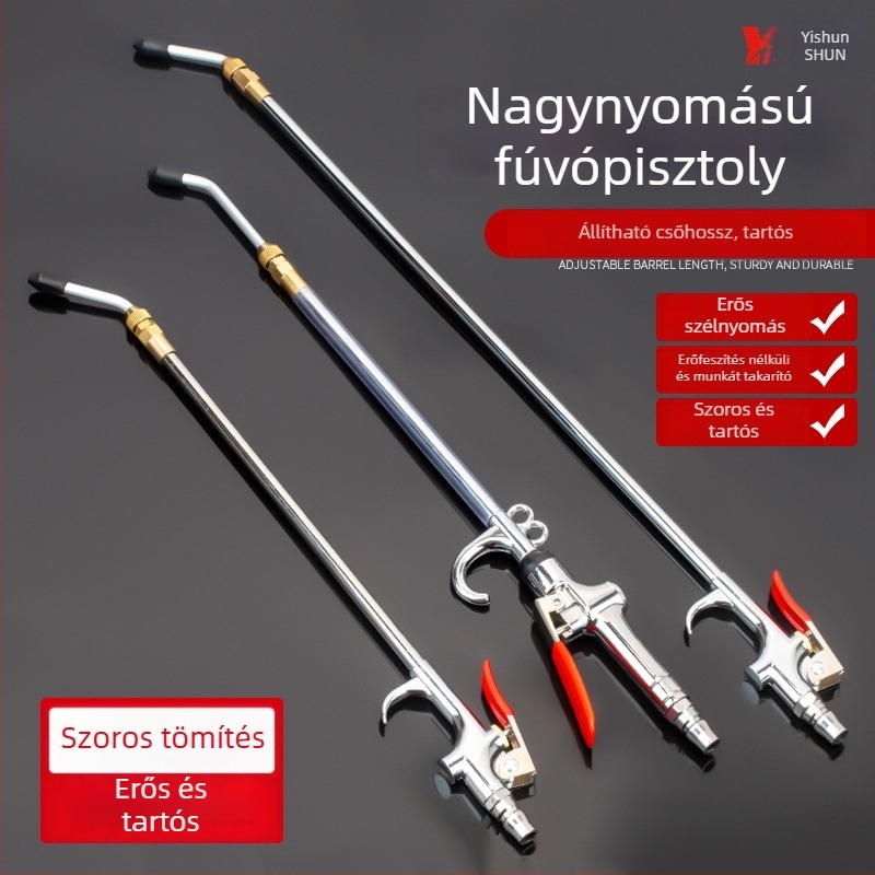 Erőteljes pneumatikus por- és tisztítópisztoly hosszabbítócsővel