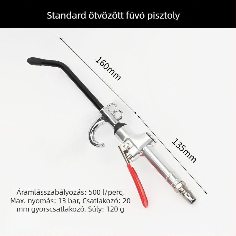 Erőteljes pneumatikus por- és tisztítópisztoly hosszabbítócsővel