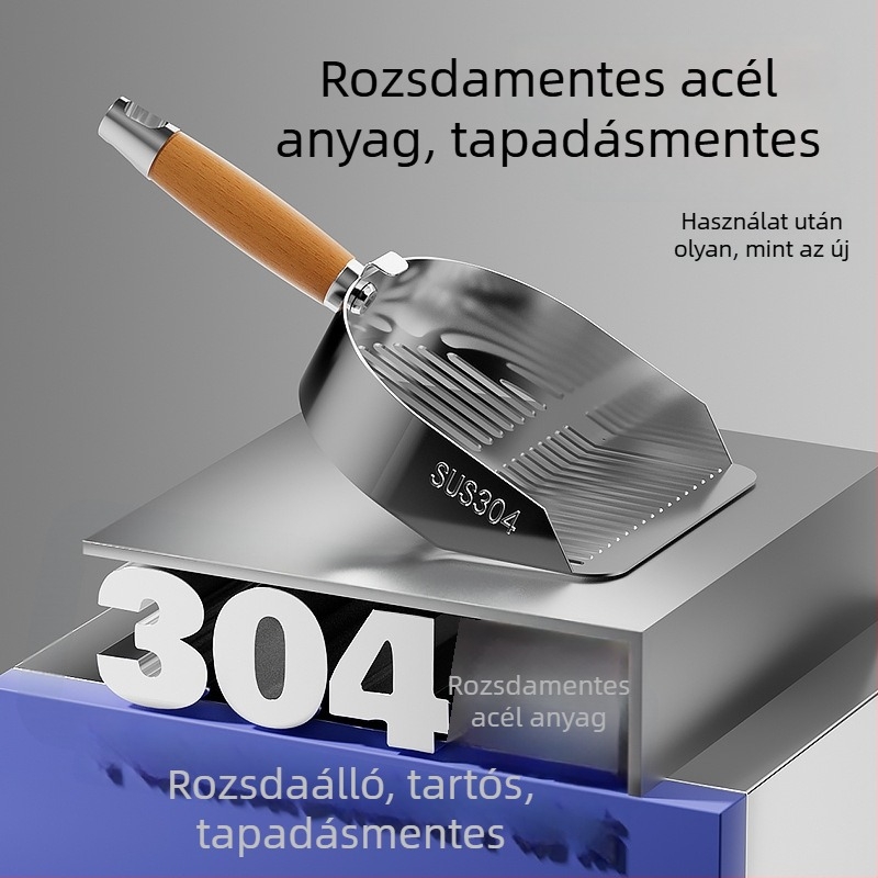 Rozsdamentes acél macskaalom lapát, kétfunkciós, finom lyukakkal