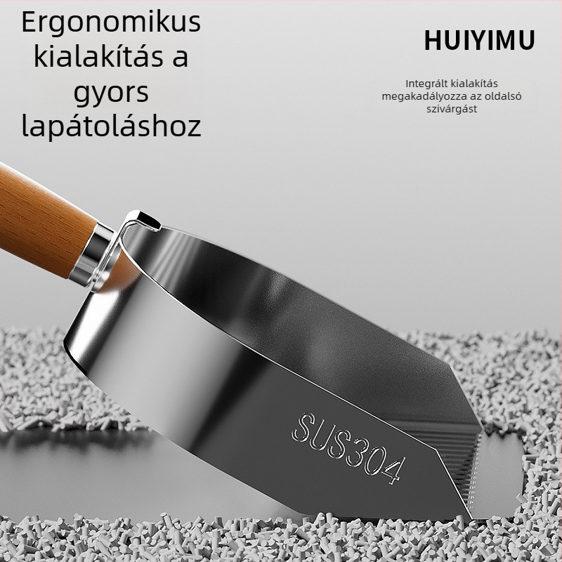 Rozsdamentes acél macskaalom lapát, kétfunkciós, finom lyukakkal