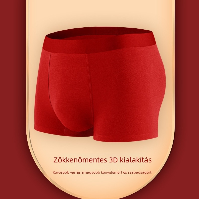 Férfi piros boxeralsók 60s modal pamutból, antibakteriális, középmagas derekú, egyszínű, a csillagjegy évére