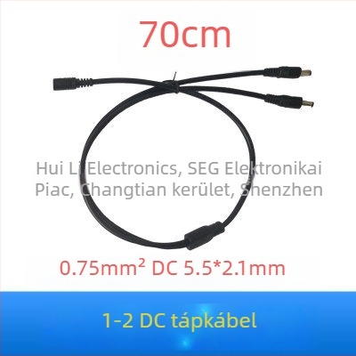 Tiszta réz DC tápegység elosztó kábel, 12V, 5,5×2,1 mm csatlakozó, 10A főág, 2–5 kimenet, LED‑megfigyeléshez