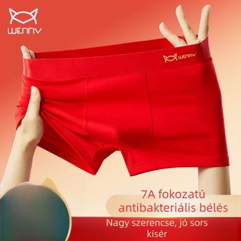 Férfi pamut boxeralsó, antibakteriális, lélegző, piros, a csillagjegy évére