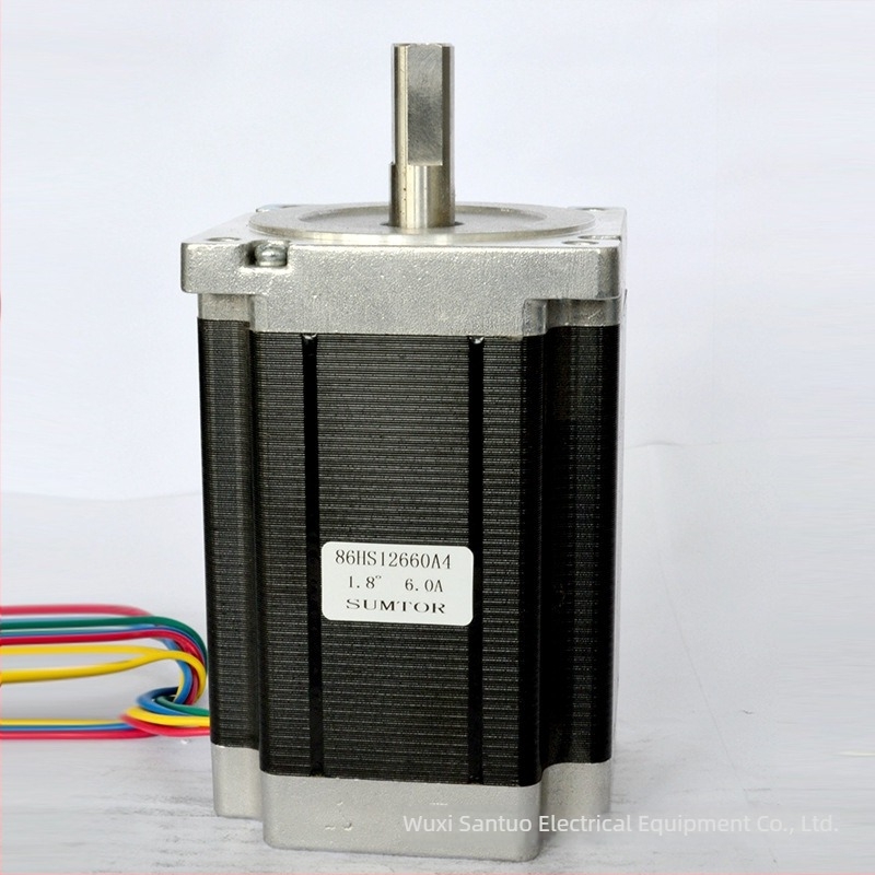 SUMTOR 86 léptető motor nagy nyomatékkal 9,5 N·m, 126 mm hosszú, kétfázisú négyvezetékes, léptetési szög 1,8°