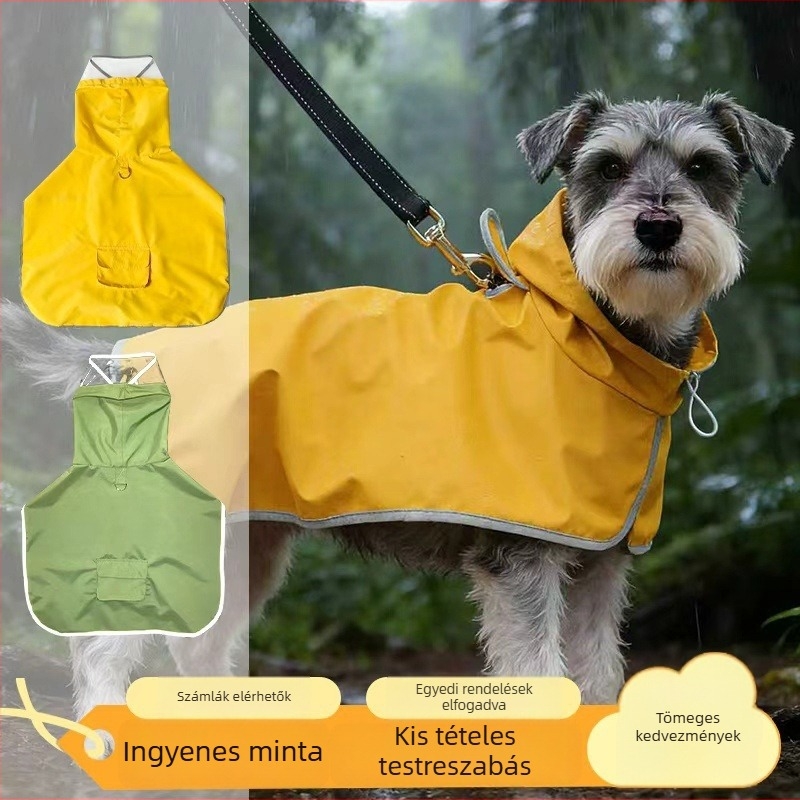 Reflektív kutya esőkabát hasi védelemmel, kis testű fajták számára, például pudel és corgi
