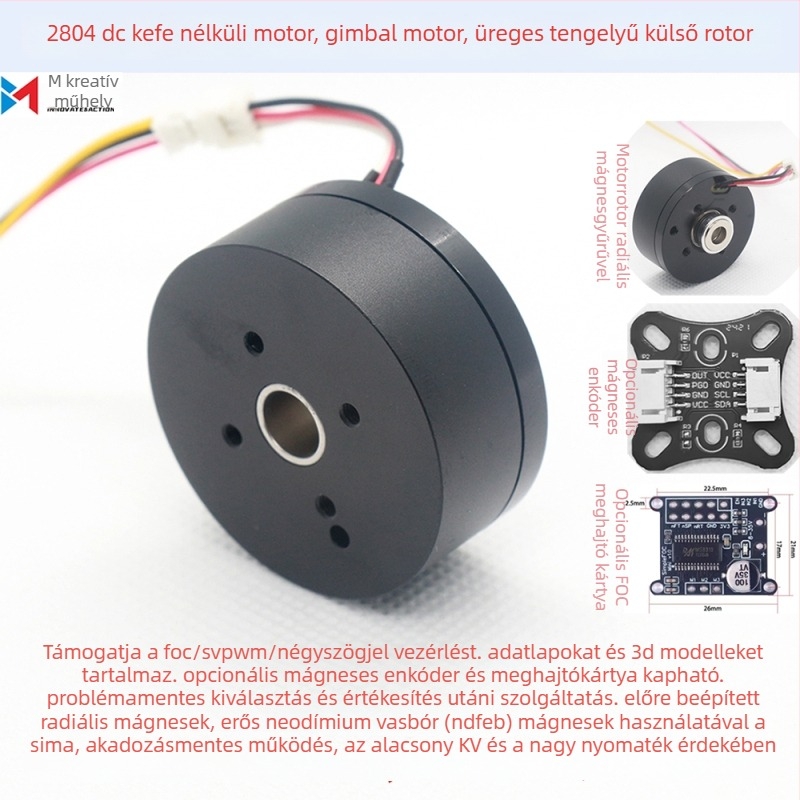 2804 üreges tengelyű brushless DC motor neodímium mágnesekkel, külső rotoros gimbal motor, FOC